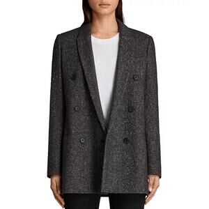All Saints Black Double-Breasted Blazer